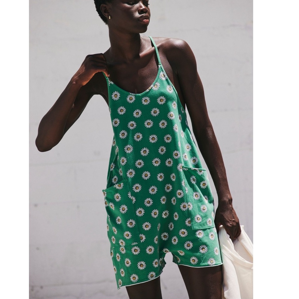 Free People Movement Hot Shot Romper NWT Green Daisy Medium
